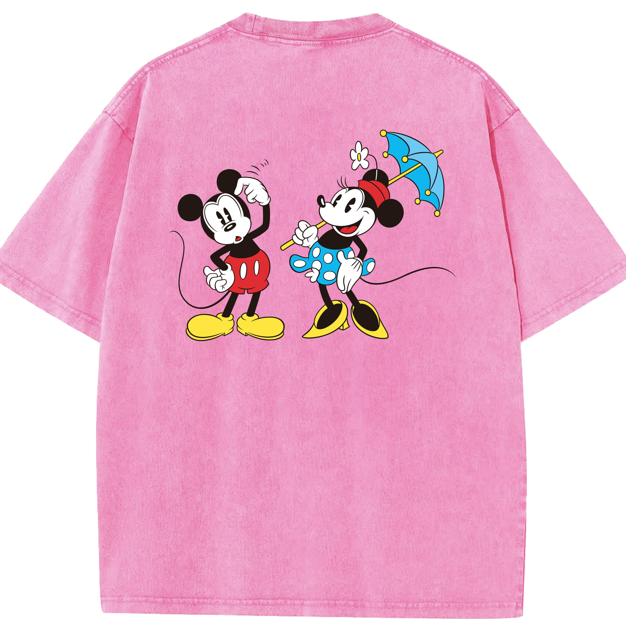 （画像用） ミッキーマウス Mickey Mouse 綿100% ヴィンテージ風 半袖Tシャツ（背面プリント）